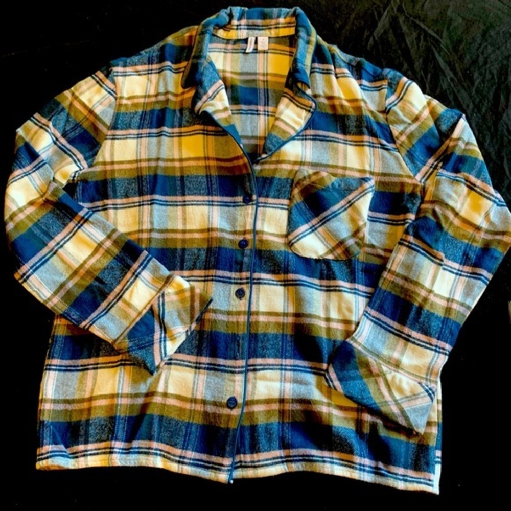 Nordstrom Blue and Yellow Plaid Pajama Top